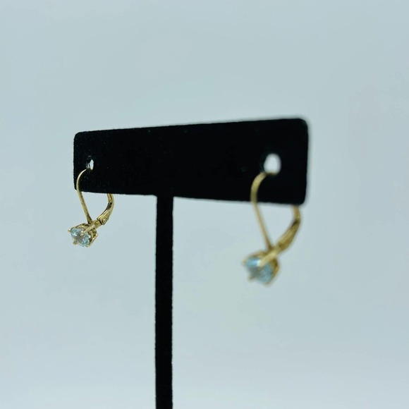 Sterling Silver, Topaz Gold Flashed Princess Cut Leverback Earrings - Picture 9 of 13